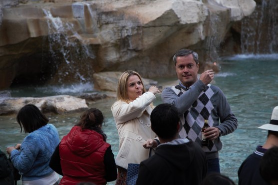 Anniversary coin toss at Trevi Fountain