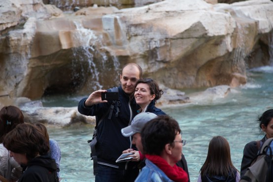 Couple selfie at Trevi Fountain