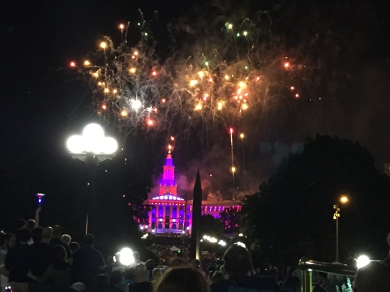 Fireworks over Denver City County Building
