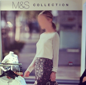 M&S advertisement in Riyadh, with the woman's face obscured